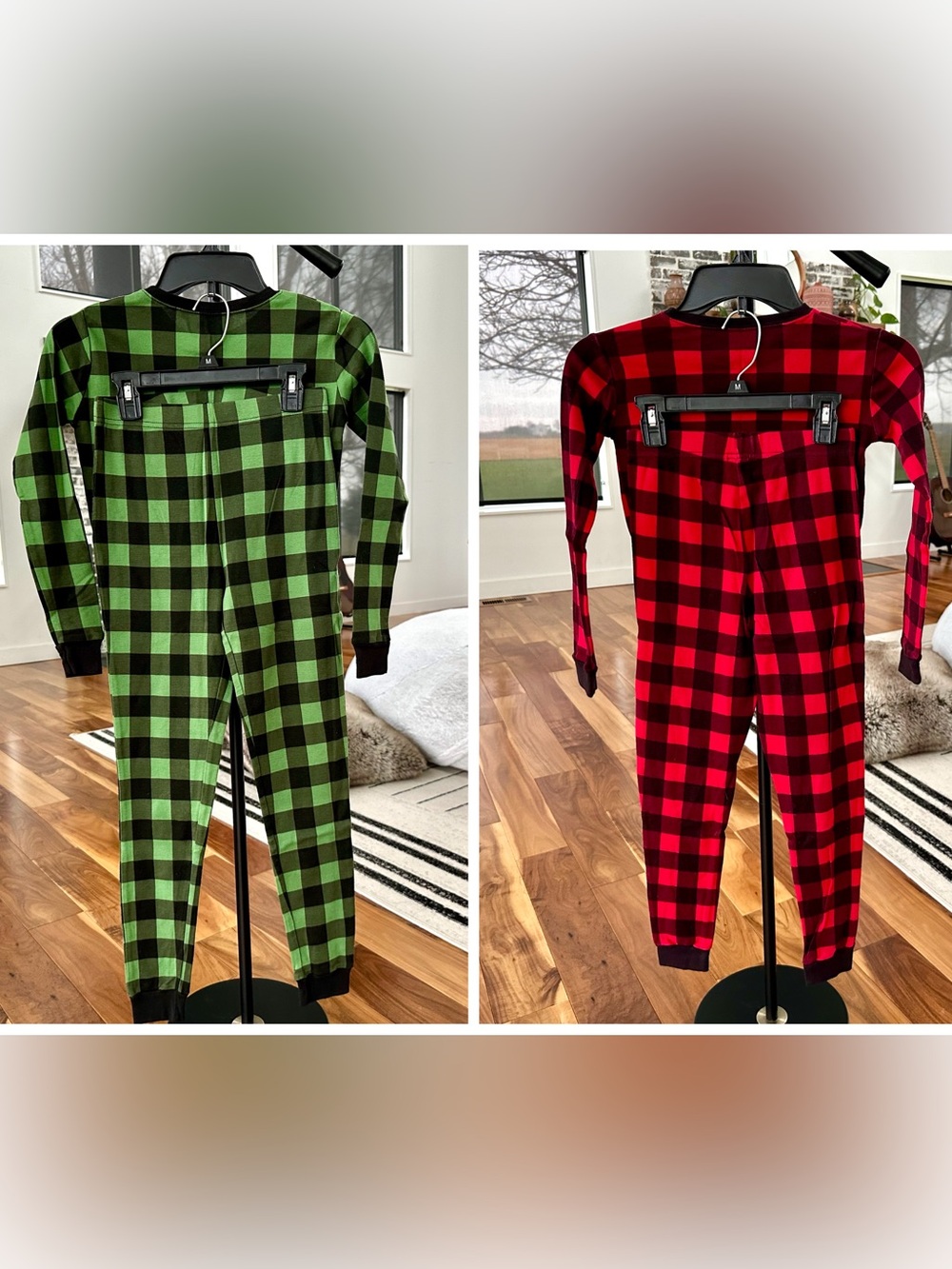 2 Sets! Kids 12/14 Plaid Two-Piece Pajama Sets - Red & Green